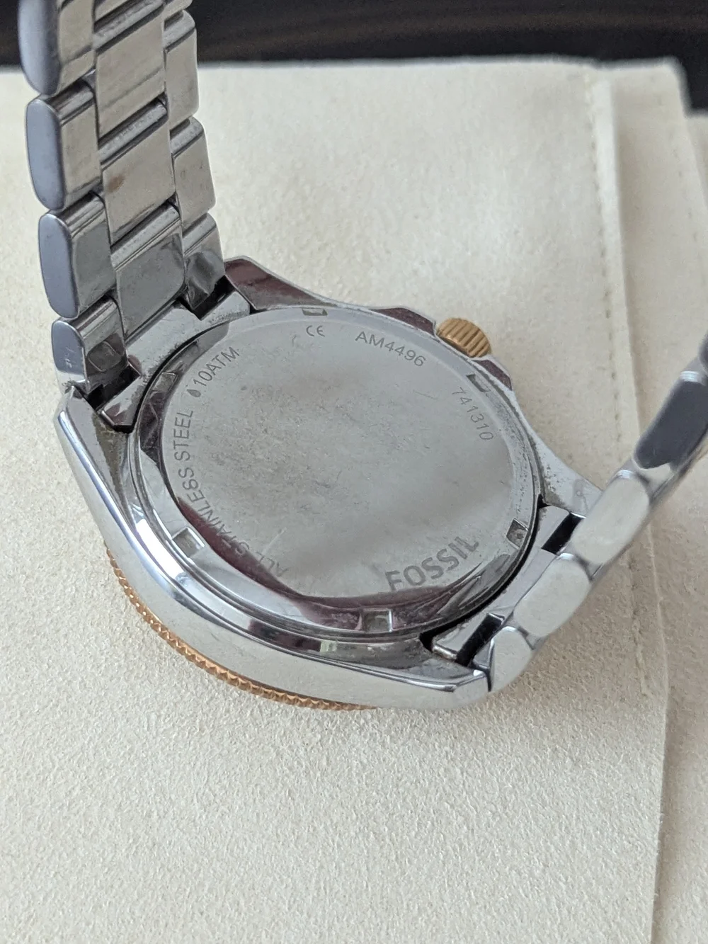 Fossil Women's Two-Tone Rose Gold and Silver Crystal Bezel Watch (Needs Battery)